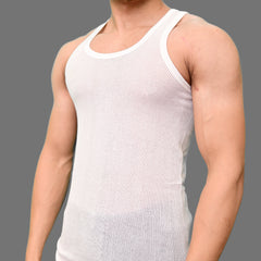 Men's White Net Vest/Sando