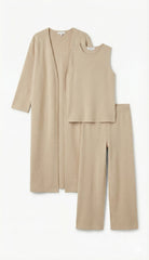 Plus Size Women's Warm Fleece 3-Piece Co-ord Set | Duster Coat, Tank & Trousers