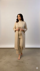 Plus Size Women's Warm Fleece 3-Piece Co-ord Set | Duster Coat, Tank & Trousers