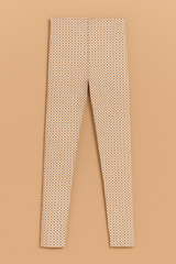 (Ages 7-9)Girl Printed Cotton Jersey Tights – Geometric Brown Pattern