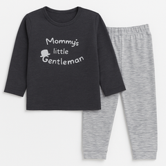 Boys Cotton Pajama Set – “Mommy's Little Gentleman” Top with Striped Pants | Comfortable Kids Sleepwear