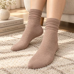 "Women's Brown Crew Socks – Soft & Stretchy Casual Wear" -CS08