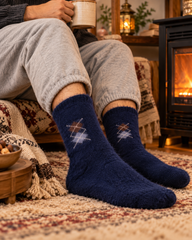 Men's Ultra-Soft Fuzzy Polyamide Crew Socks - Cozy Winter Warmth -MPF02
