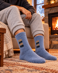 Men's Ultra-Soft Fuzzy Polyamide Crew Socks - Cozy Winter Warmth -MPF03