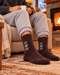 Men's Ultra-Soft Fuzzy Polyamide Crew Socks - Cozy Winter Warmth -MPF03