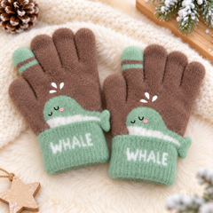 Kids Premium Full Finger Plush Gloves/Mittens WHALE -KGN06