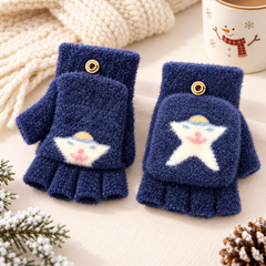 Kids Super Warm Plush Convertible Fingerless Gloves with Flip-Top Mittens | KGN12