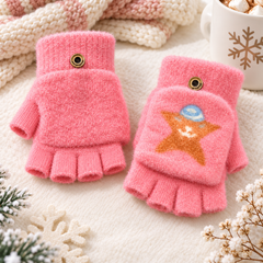 Kids Super Warm Plush Convertible Fingerless Gloves with Flip-Top Mittens | KGN12