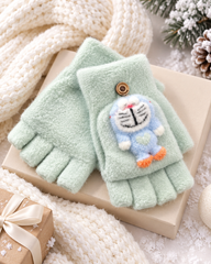 DoreMon Super Warm Plush Convertible Fingerless Gloves with Flip-Top Mittens | KGN15