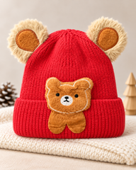 Kids 3D Teddy Bear Ear Winter Cap | Super Warm Velvet-Lined Beanie (1–4 Years)