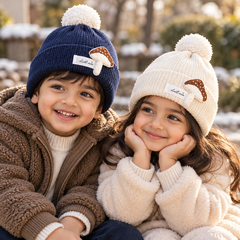 (1–4 Years) Kids 3D Mashroom Ear Winter Cap | Super Warm Velvet-Lined Beanie (04)