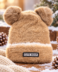 (1–4 Years) Kids Unisex Cute Bear Ear Plush Winter Cap | Super Warm Velvet Lined (11)