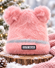 (1–4 Years) Kids Unisex Cute Bear Ear Plush Winter Cap | Super Warm Velvet Lined (11)