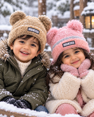 (1–4 Years) Kids Unisex Cute Bear Ear Plush Winter Cap | Super Warm Velvet Lined (11)