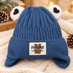 (1-4 Years) Kids Velvet-Lined Bear Ear Winter Cap (14)