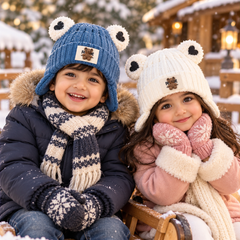 (1-4 Years) Kids Velvet-Lined Bear Ear Winter Cap (14)
