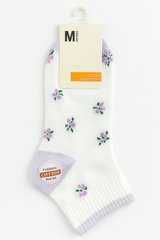 "Women’s Cotton Ankle Socks – 5-Pair Assorted Cute Patterns | Soft, Breathable, Everyday Wear" (Purple)