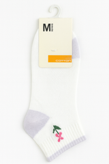 "Women’s Cotton Ankle Socks – 5-Pair Assorted Cute Patterns | Soft, Breathable, Everyday Wear" (Purple)