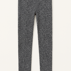 (Ages 10-12)Black Cotton Jersey Tights – White Speckled Print