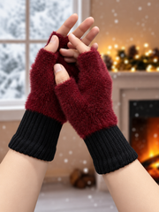 Unisex Fingerless Plush Mittens/Gloves -TSG15