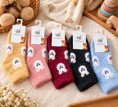 Kids Ultra-Soft Fuzzy Polyamide Bunny Crew Socks - Cozy Winter Warmth -KPF06
