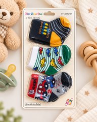 Baby Soft Cotton Socks – 3 Pairs Pack | 0–12 Months | Cozy & Comfortable