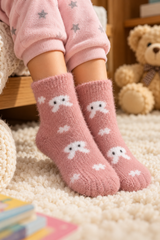 Kids Ultra-Soft Fuzzy Polyamide Crew Socks - Cozy Winter Warmth -KPF08