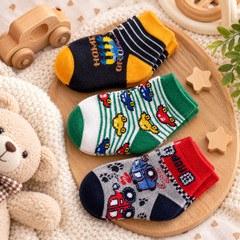 Baby Soft Cotton Socks – 3 Pairs Pack | 0–12 Months | Cozy & Comfortable