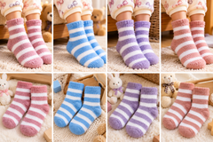 Kids Ultra-Soft Fuzzy Polyamide Crew Socks - Cozy Winter Warmth -KPF10