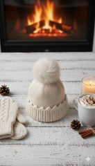 Ladies Warm Knitted Cap with Beads -LEC03