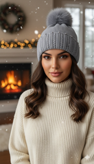 Ladies Warm Knitted Cap with Beads -LEC03