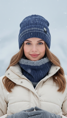 Imported Cap and Neck Warmer Set with Velvet –Frost