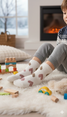 Kids Ultra-Soft Fuzzy Polyamide Heart Crew Socks - Cozy Winter Warmth -KPF05