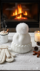 Ladies Warm Knitted Cap with Beads -LEC03