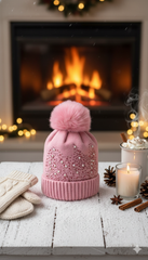 Ladies Warm Knitted Fancy Cap With Beads-LEC05