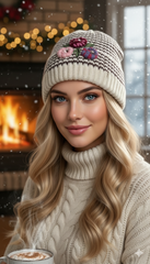 Ladies Embroidered Warm Knitted Cap -LEC02