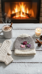 Ladies Embroidered Warm Knitted Cap -LEC02