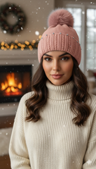 Ladies Warm Knitted Cap with Beads -LEC03