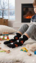 Kids Ultra-Soft Fuzzy Polyamide Heart Crew Socks - Cozy Winter Warmth -KPF05