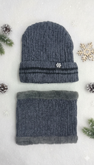 Imported Cap and Neck Warmer Set with Velvet –Frost