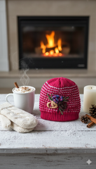 Ladies Embroidered Warm Knitted Cap -LEC02