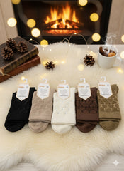 Ultra-Soft Fuzzy Polyamide Heart Crew Socks - Cozy Winter Warmth -05