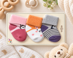 Baby Soft Cotton Socks – 3 Pairs Pack | 0–12 Months | Cozy & Comfortable