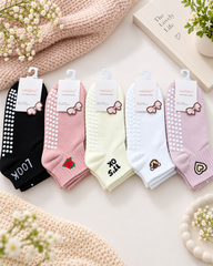 "Women’s AntiSlip Cotton Ankle Socks – 5-Pair Funky Patterns| Soft, Breathable, Everyday Wear"