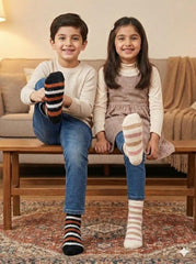 Kids Ultra-Soft Fuzzy Polyamide Lining Crew Socks - Cozy Winter Warmth -KPF01