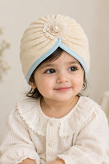 Baby Girl Turban Hats with Lace Flower & bead -Fleece Material