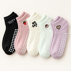"Women’s AntiSlip Cotton Ankle Socks – 5-Pair Funky Patterns| Soft, Breathable, Everyday Wear"