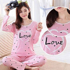Ladies soft cotton jersey Pj set (pink love)