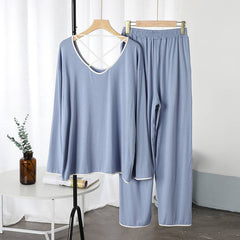 Ladies soft cotton jersey Pj set (plain light blue)