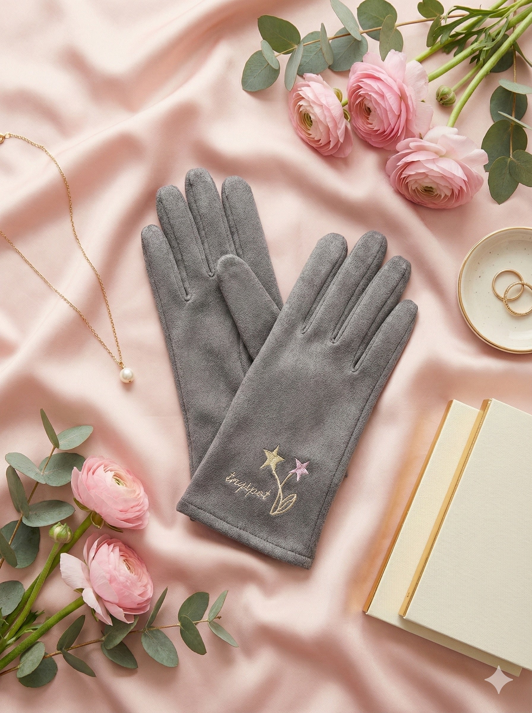 Embroidered Full-Finger Mittens/Gloves (TouchScreen) -TSG52